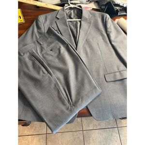 Michael Strahan Mens Grey Wool Blend 2 Piece Suit 48S/40W x 30L Blazer & Pants